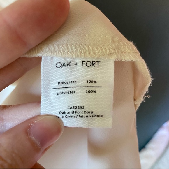 Oak + Fort Elegant Cream Long Sleeve Blouse workwear office layer soft​ - Picture 5 of 5